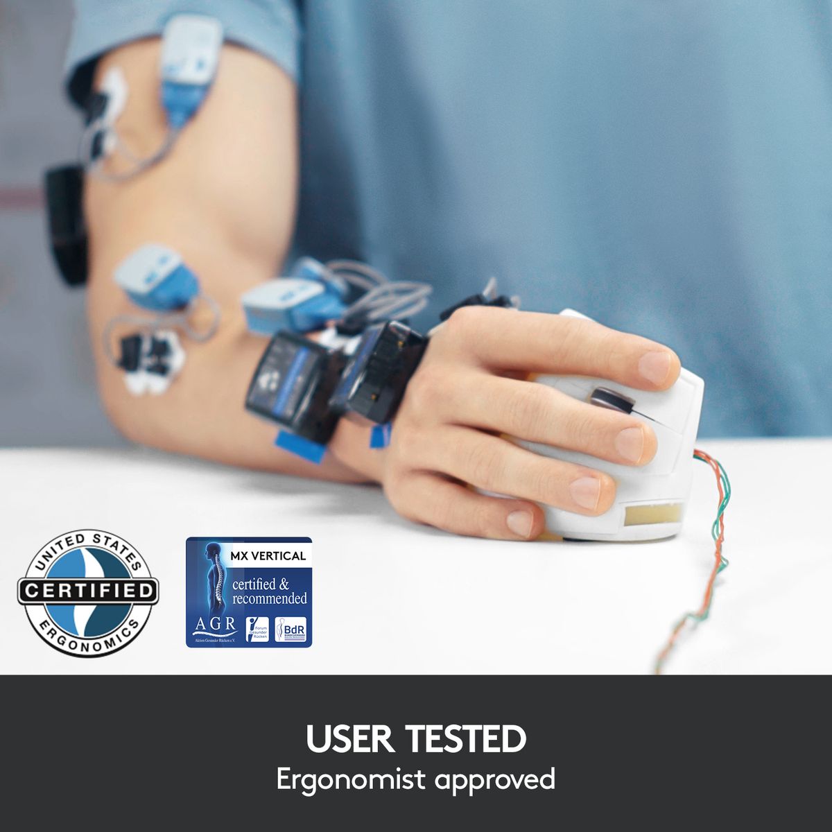 The Logitech MX Vertical Advanced Ergonomic Wireless Mouse in Grey is a breakthrough in ergonomic design, providing exceptional comfort and precision for users who spend long hours at their computers. Crafted in collaboration with leading ergonomists, the MX Vertical's unique 57 vertical angle encourages a natural handshake position, reducing muscular strain by 10% compared to traditional non-vertical mice. This thoughtful design ensures that users can maintain a more ergonomic posture, which promotes comfo