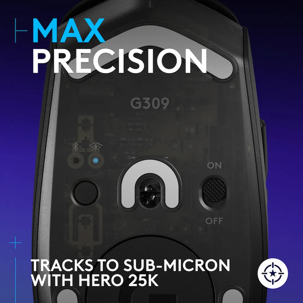 Logitech G309 Lightspeed Wireless Mouse (2 Year Warranty)

Step up your game with the Logitech G309 LIGHTSPEED Wireless Gaming Mouse, designed for elite performance and ultra-responsive gameplay. Featuring LIGHTSPEED Wireless Technology, this mouse delivers pro-grade responsiveness with a fast 1ms report rate, ensuring zero lag between your movements and on-screen action. Equipped with the next-gen HERO 25K sensor, the G309 boasts an ultra-precise 100 - 25,600 DPI range, giving you pinpoint accuracy
