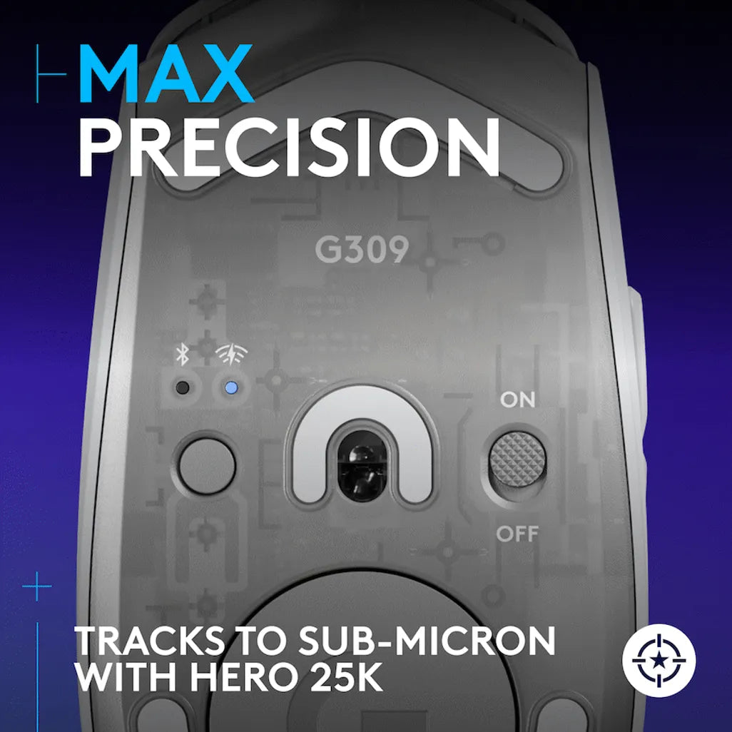 Logitech G309 Lightspeed Wireless Mouse (2 Year Warranty)

Step up your game with the Logitech G309 LIGHTSPEED Wireless Gaming Mouse, designed for elite performance and ultra-responsive gameplay. Featuring LIGHTSPEED Wireless Technology, this mouse delivers pro-grade responsiveness with a fast 1ms report rate, ensuring zero lag between your movements and on-screen action. Equipped with the next-gen HERO 25K sensor, the G309 boasts an ultra-precise 100 - 25,600 DPI range, giving you pinpoint accuracy