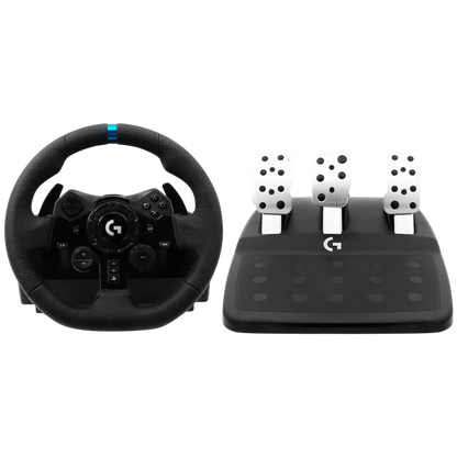 Logitech(R) G923 Trueforce Racing Wheel and Pedals for PS / PC Force Feedback, Dual Clutch, Xbox (2 Year Warranty)

TrueForce Racing Wheel for Ultimate Sim Racing Performance, Precision, and Immersive Control

Logitech G923 is a high-performance racing wheel that revolutionises the eracing experience. Re-engineered to support a game-changing feedback system, G923 features TRUEFORCE, next-generation force feedback that dials into game engines to deliver higher fidelity realism. Feel the pistons pumping, the 