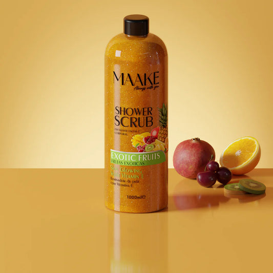 Our Glowing Shower Gel scrub is exactly what it sounds! A scrub for a delightful foamy bath, enriched with Exotic Fruits extract, vitamin E, and pumice stone exfoliating particles that gently cleanse and exfoliate the skin, removing impurities and dead cells, leaving your skin soft, lightly fragranced and with a subtle glow!

Results in smoothened skin. Non-abrasive.

Instructions: Apply a generous amount and massage onto wet skin, bring up to a lather, scrub, then rinse off. Suitable for daily use; if