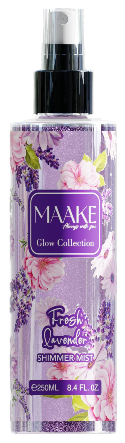 MAAKE Fresh Lavender Shimmer Mist 250ml Bottle

Shine with MAAKE’s luxurious long-lasting body mist, infused with shimmer particles for that extra shine. An irresistible fragrance with a touch of GLAMOUR for your skin.

Instructions: Shake before use and lightly spray on the skin. Smudge with fingers as desired. Suitable for daily use.

Caution: For external use only. Avoid contact with eyes. If eye contact occurs, rinse well with water. Keep out of the reach of children. Store in a cool, dry place