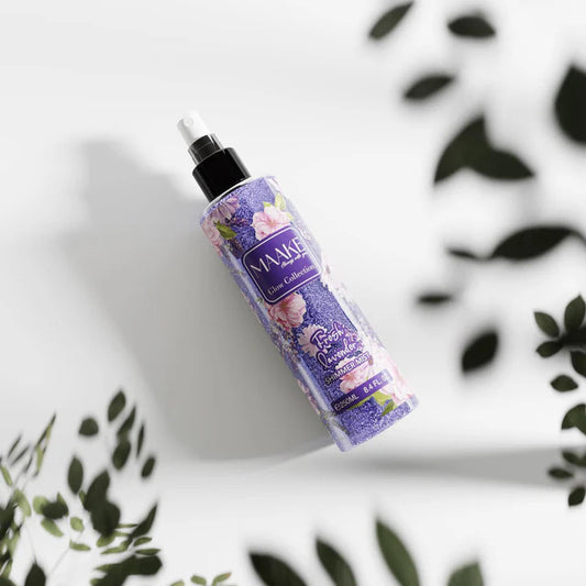 MAAKE Fresh Lavender Shimmer Mist 250ml Bottle

Shine with MAAKE’s luxurious long-lasting body mist, infused with shimmer particles for that extra shine. An irresistible fragrance with a touch of GLAMOUR for your skin.

Instructions: Shake before use and lightly spray on the skin. Smudge with fingers as desired. Suitable for daily use.

Caution: For external use only. Avoid contact with eyes. If eye contact occurs, rinse well with water. Keep out of the reach of children. Store in a cool, dry place