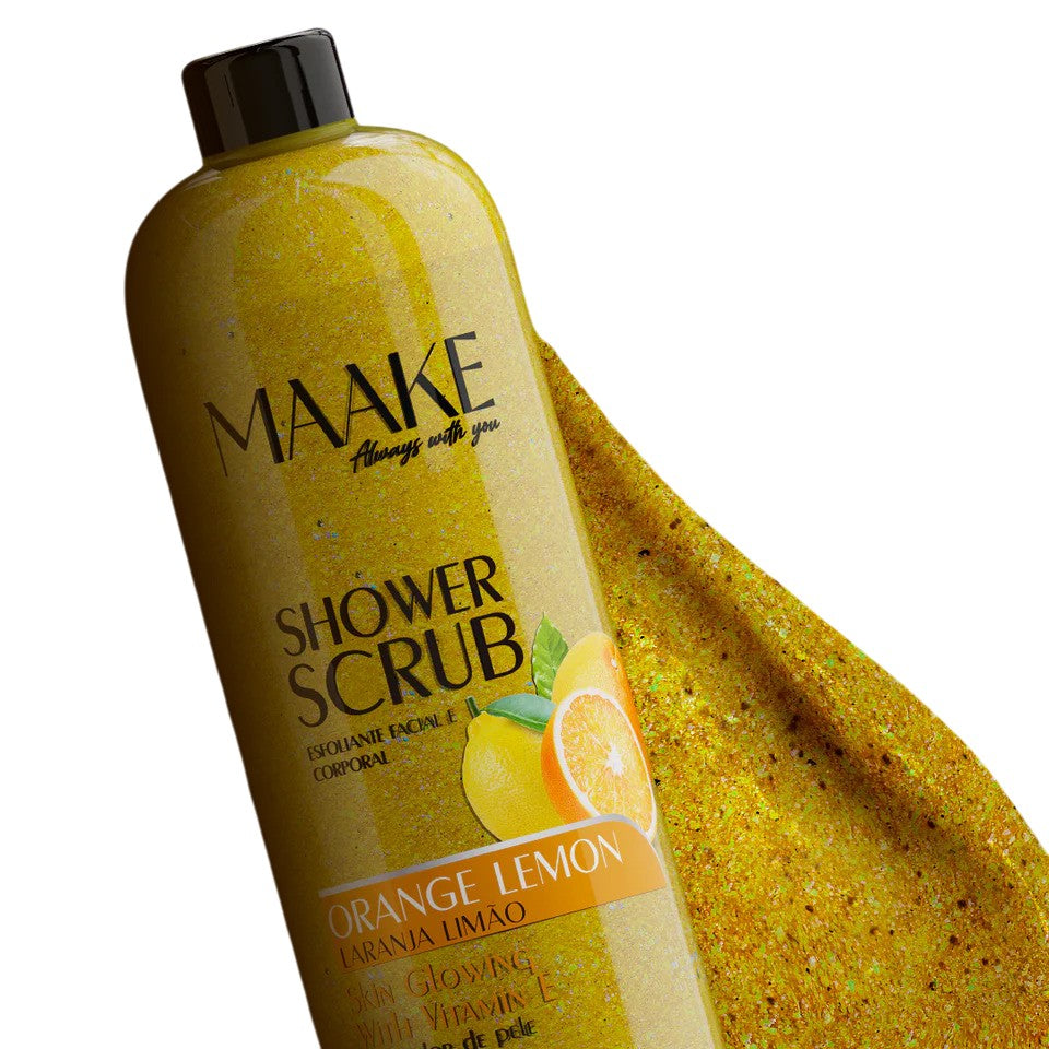 Our Glowing Shower Gel scrub is exactly what it sounds! A scrub for a delightful foamy bath, enriched with Orange &amp; Lemon extract, vitamin E, and pumice stone exfoliating particles that gently cleanse and exfoliate the skin, removing impurities and dead cells, leaving your skin soft, lightly fragranced and with a subtle glow!

Results in smoothened skin. Non-abrasive.

Instructions:&nbsp;Apply a generous amount and massage onto wet skin, bring up to a lather, scrub, then rinse off. Suitable for daily us