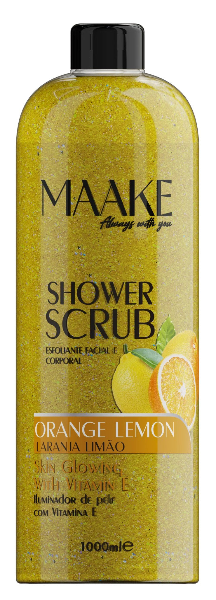 Our Glowing Shower Gel scrub is exactly what it sounds! A scrub for a delightful foamy bath, enriched with Orange &amp; Lemon extract, vitamin E, and pumice stone exfoliating particles that gently cleanse and exfoliate the skin, removing impurities and dead cells, leaving your skin soft, lightly fragranced and with a subtle glow!

Results in smoothened skin. Non-abrasive.

Instructions:&nbsp;Apply a generous amount and massage onto wet skin, bring up to a lather, scrub, then rinse off. Suitable for daily us