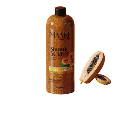 Our Glowing Shower Gel scrub is exactly what it sounds! A scrub for a delightful foamy bath, enriched with Papaya extract, vitamin E, and pumice stone exfoliating particles that gently cleanse and exfoliate the skin, removing impurities and dead cells, leaving your skin soft, lightly fragranced and with a subtle glow!

Results in smoothened skin. Non-abrasive.

Instructions:&nbsp;Apply a generous amount and massage onto wet skin, bring up to a lather, scrub, then rinse off. Suitable for daily use; if you ha