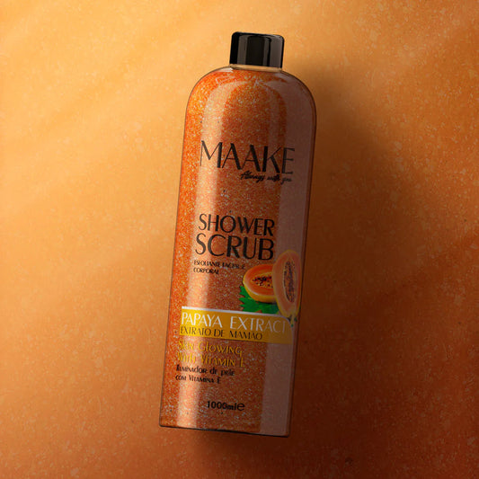 MAAKE Papaya Extract Glowing Shower Gel Scrub/Exfoliating 1000ml Bottle

Our Glowing Shower Gel scrub is exactly what it sounds! A scrub for a delightful foamy bath, enriched with Papaya extract, vitamin E, and pumice stone exfoliating particles that gently cleanse and exfoliate the skin, removing impurities and dead cells, leaving your skin soft, lightly fragranced and with a subtle glow!
