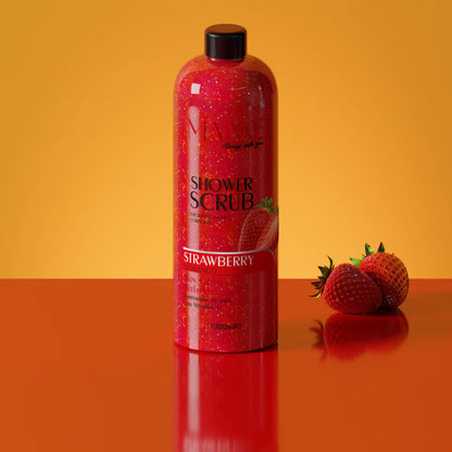 MAAKE Strawberry Glowing Shower Gel Scrub/Exfoliating 1000ml Bottle.