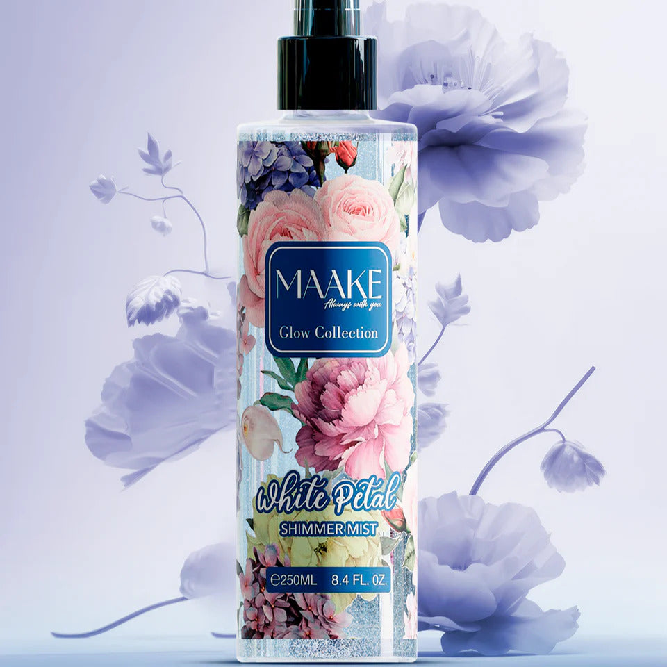 MAAKE White Petal Shimmer Mist 250ml Bottle

Shine with MAAKE’s luxurious long-lasting body mist, infused with shimmer particles for that extra shine. An irresistible fragrance with a touch of GLAMOUR for your skin.

Instructions: Shake before use and lightly spray on the skin. Smudge with fingers as desired. Suitable for daily use.

Caution: For external use only. Avoid contact with eyes. If eye contact occurs, rinse well with water. Keep out of the reach of children. Store in a cool, dry place. 