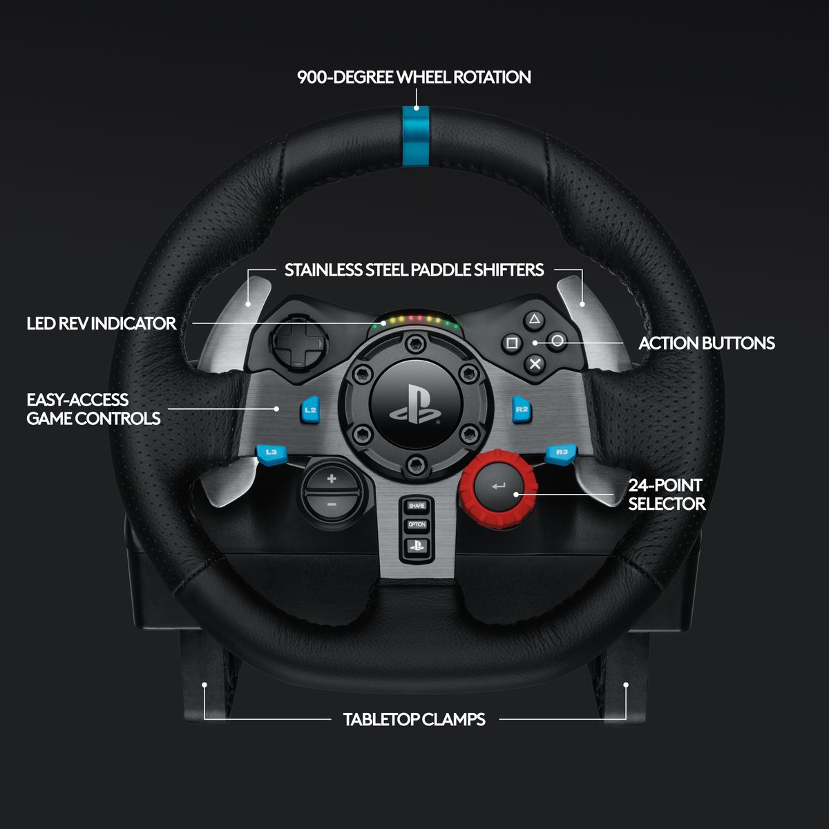 Master the track with the Logitech G29 Driving Force. Features dual-motor force feedback, stainless steel pedals, and leather wheel. Works with PS5, PS4 & PC. 2-year warranty.