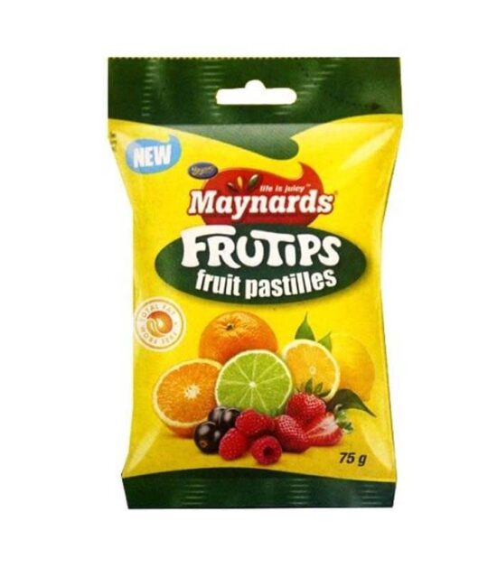 Maynards Fruit Pastilles 60g

Maynards Fruit Pastilles are chewy, sugar-coated candies made with real fruit juice, offering a delightful medley of fruity flavors in each piece. Packaged in a convenient 60g size, they're perfect for on-the-go enjoyment. Please note, these sweets are manufactured in a facility that handles peanuts and cow's milk, which may pose a risk for individuals with allergies to these substances