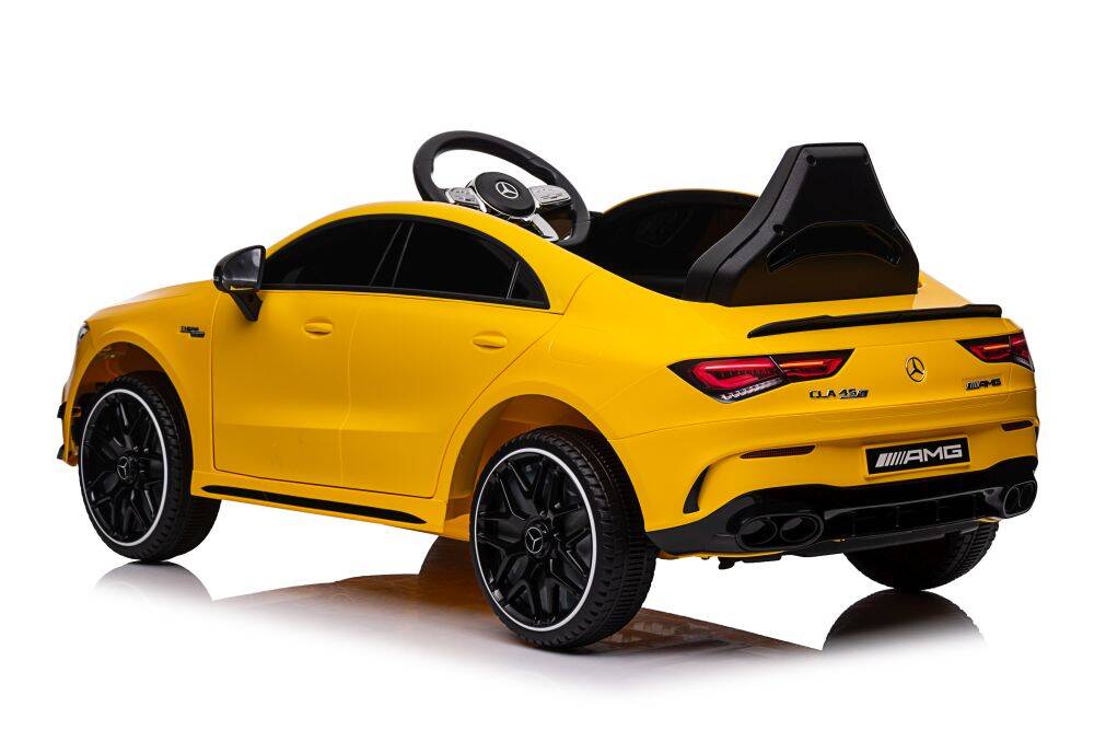 Mercedes Benz CLA45s Kids Electric Ride on With Rubber Wheels 12v Yellow
Get your little one ready for an exciting ride with the officially licensed Mercedes AMG CLA 45 kids ride-on car! This stylish mini vehicle features rubber wheels for a smooth drive and a comfy PU leather seat for ultimate comfort. With two motors, your child will zoom around in style, making every adventure feel like a real driving experience. Perfect for young car enthusiasts!

Officially Licensed Luxury: Enjoy an authentic Mercedes-
