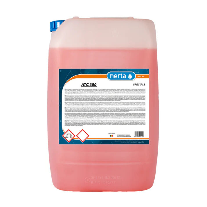 Nerta ATC 350 is a highly effective acid-cleaning agent formulated with a blend of hydrochloric and sulfuric acids. It is specifically developed to tackle tough cement deposits on tankers, cement mixers, and construction equipment. This powerful cleaner is also ideal for removing scale and lime buildup, making it an essential tool in the construction industry and public works.

Powerful acid formula for removing cement deposits, scale, and lime
Ideal for use on tankers, cement mixers, and construction equip