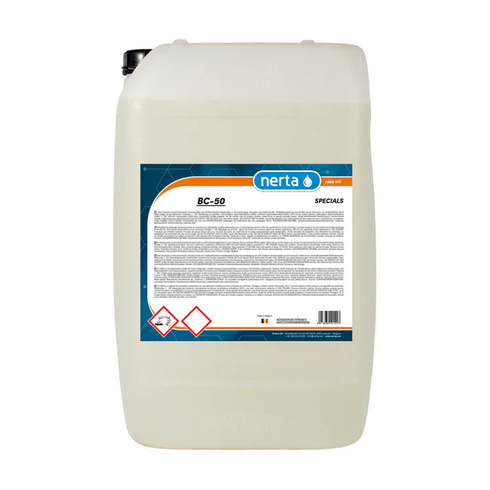 Nerta BC-50 is a powerful, concentrated alkaline cleaning agent formulated with potassium hydroxide, specifically designed to clean the interiors of bulk carriers by effectively removing oil and grease. Its advanced formula includes water softeners to prevent spray head blockages and contains biodegradable, low-foaming surfactants that provide excellent moisturisation for a thorough clean.

Highly effective at removing oil and grease
Contains water softeners to prevent spray head blockages
Biodegradable, lo