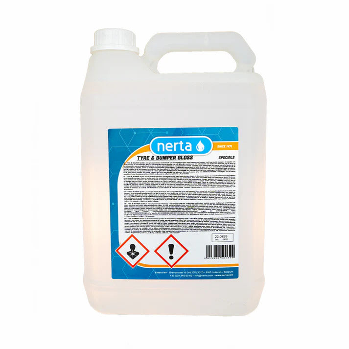 Nerta Tyre-_-Bumper-Gloss
Bumper Gloss is a premium solution that gives your tyres and plastic trims a flawless, long-lasting finish. Its durable formula enhances shine and provides water-repellent protection, keeping surfaces cleaner for longer while helping to prevent fading and discolouration.

“New-Look finish for a sleek, polished look
Long-lasting durability for weeks of protection
Hydrophobic properties to repel water and dirt
Easy and safe application for hassle-free use