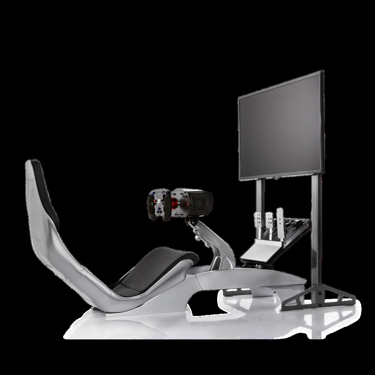 Playseat TV Stand - PRO

So let's say you're in-the-zone, feeling the force feedback strong. The steering wheel is shaking to bits. Your TV is quaking too. Wrong. Prevent this. Stay super-focused with the Playseat TV Stand XL - Single. The stand's fully adjustable so you can tailor your sim racing rig to make sure it feels like you're actually IN the winning car. Maybe put the TV or monitor really close for total immersion? Or do you want to keep it at a distance? Your call.