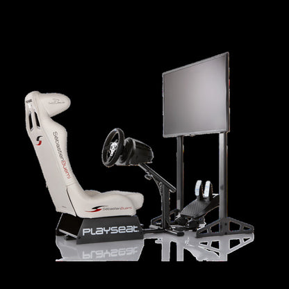 Playseat TV Stand - PRO

So let's say you're in-the-zone, feeling the force feedback strong. The steering wheel is shaking to bits. Your TV is quaking too. Wrong. Prevent this. Stay super-focused with the Playseat TV Stand XL - Single. The stand's fully adjustable so you can tailor your sim racing rig to make sure it feels like you're actually IN the winning car. Maybe put the TV or monitor really close for total immersion? Or do you want to keep it at a distance? Your call.