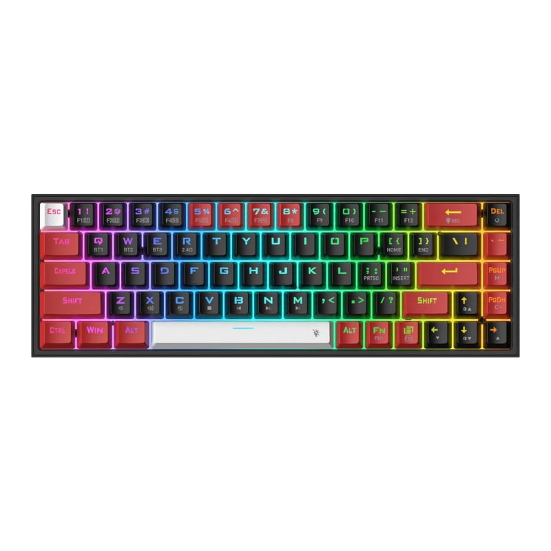 REDRAGON Castor Pro 68Key Wireless Red|Black|White KeyCap Bluetooth RGB Red Switch – Black|Red.