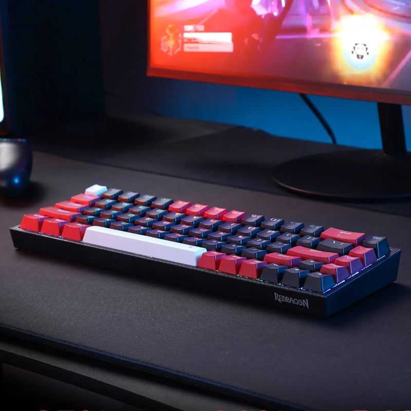 REDRAGON Castor Pro 68Key Wireless Red|Black|White KeyCap Bluetooth RGB Red Switch – Black|Red.