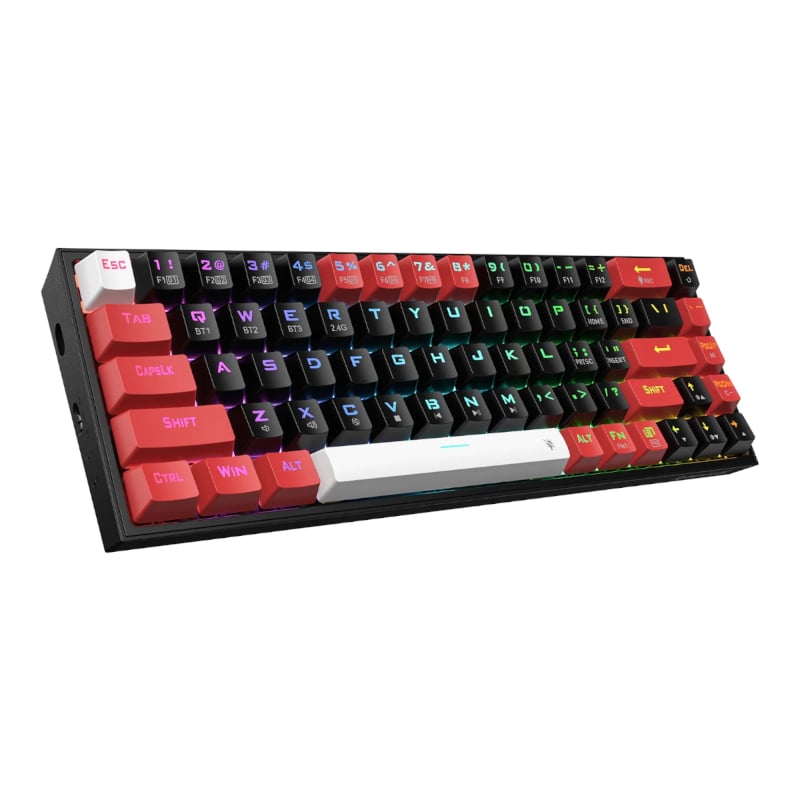 REDRAGON Castor Pro 68Key Wireless Red|Black|White KeyCap Bluetooth RGB Red Switch – Black|Red.