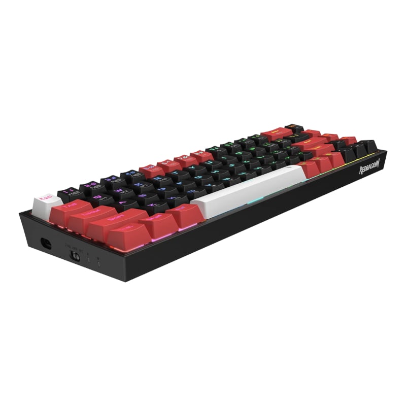 REDRAGON Castor Pro 68Key Wireless Red|Black|White KeyCap Bluetooth RGB Red Switch – Black|Red.