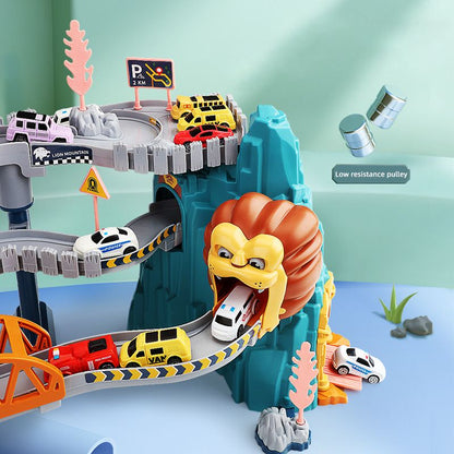 Race through the jungle with the Kids-Up Lion Mountain Adventure! An electric-powered car track featuring twists, turns, and automated climbs. Fast SA delivery.