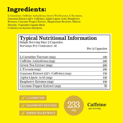 Burn fat, boost energy and feel your best with Slender You® Fat Burner Capsules, a powerful blend of thermogenic and metabolism-supporting ingredients designed to support your weight loss journey.

Whether you’re just getting started or pushing through a plateau, this formula helps increase energy, improve focus, reduce appetite and support a faster metabolism. It’s made for women who want results without relying on extreme diets or jittery formulas.

L-Carnitine Tartrate: Transports fat into cells to be us
