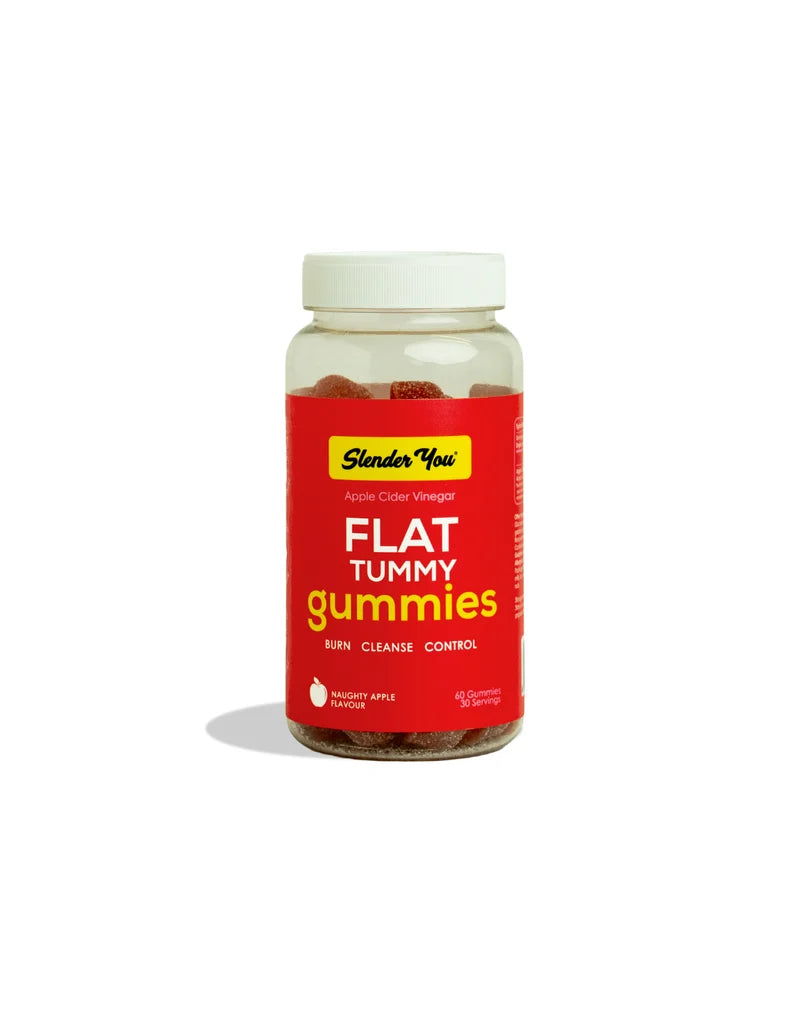 Slender You® Flat Tummy Gummies make it easy to enjoy all the benefits of apple cider vinegar without the sour taste or tooth damage.

Each gummy delivers 500mg of ACV in a delicious Naughty Apple flavour, designed to help flatten and tone your tummy by boosting fat metabolism, reducing fat storage, and curbing appetite. Taken daily, they support digestion, ease bloating and balance blood sugar for steadier energy and fewer cravings. They also promote natural detox and gut health while contributing to 