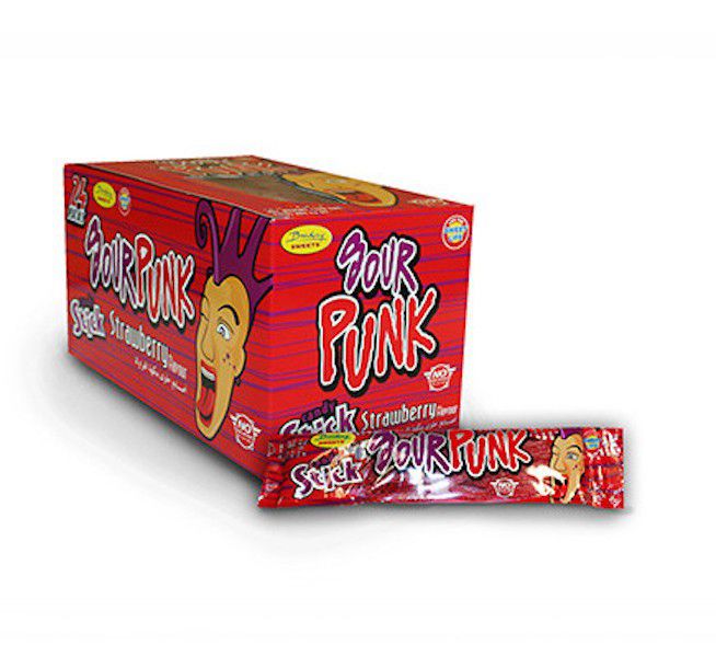 Punk Rocker Candy Sour Punk Strawberry 24 x Candy Sticks – HeadsUp-SA