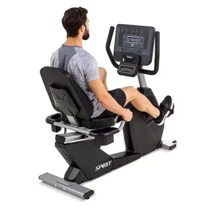 Spirit CR800 Commercial Recumbent Exercise Bike

The Spirit CR800 Commercial Recumbent Bike is the perfect bike for the commercial environment. The step-through design and easy-adjust seat makes it easy for your clients to get on the bike and quickly find the most comfortable seat position. The intuitive console offers multiple program options and up to 40 levels of resistance to keep your clients interested and motivated. The extra smooth ride comes from the perfected gearing and the integrated generator/f