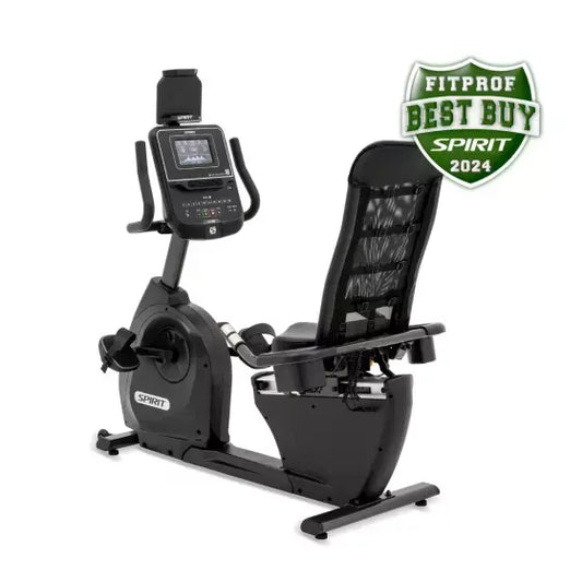 Spirit XBR55 Recumbent Exercise Bike

Our most popular bike, the XBR55 recumbent bike sets the standard for value and performance. Our bright 7.5” multi-colour ClearView™ console keeps you engaged and informed of the metrics you care about most, including a heart rate graph to help you stay in your zone. Enjoy the convenience of an in-console USB charging port, built-in Bluetooth speakers, and an adjustable cooling fan. A variety of preset programs, including a goal-oriented Time, Calories, and Distance Ser