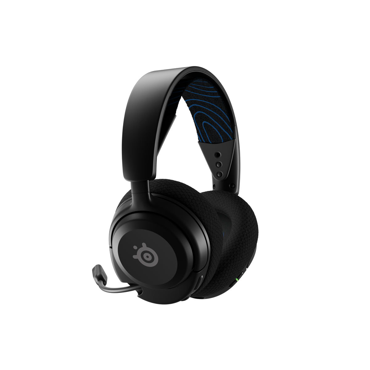 SteelSeries Arctis Nova 5P Wireless Gaming Headset in black, showing the retractable ClearCast mic and USB-C dongle.