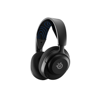 SteelSeries Arctis Nova 5P Wireless Gaming Headset in black, showing the retractable ClearCast mic and USB-C dongle.