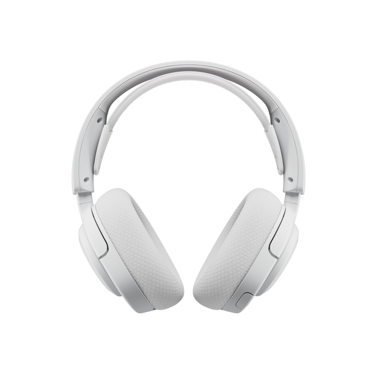 SteelSeries Arctis Nova 5P Wireless Gaming Headset in White, showing the retractable ClearCast mic and USB-C dongle.