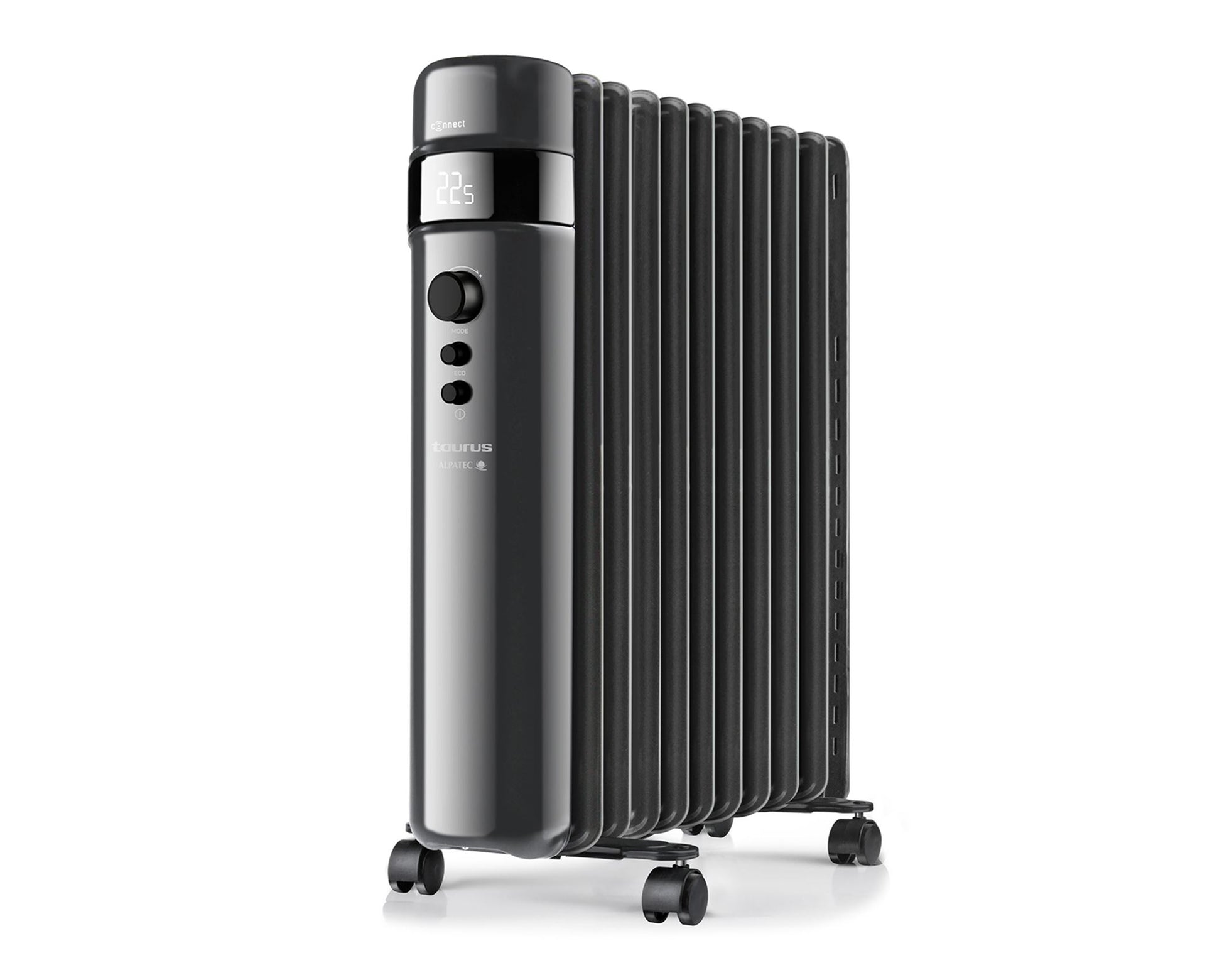 Taurus Heater 11 Fin Oil Filled Steel Black Wifi Enabled 3Heat Settings 2500W "Agadir Connect"

Enjoy the warmth in your home with the programmable oil radiator with digital display. Program and choose the temperature you want in your home through the digital screen. Oil radiator with three power positions. It works with hot oil fluid.