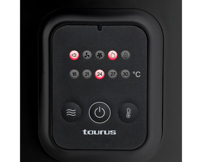 Taurus Heater Adjustable Temperature Black 2000W "Tropicano Jet Hot & Cool"

Experience VORTEX TECHNOLOGY and an elegant design with the Tropican Jet HOT & COOL! Get more uniform heat due to increased air circulation and greater coverage of both heat and ventilation with 5 curved blades and a spiral grid. The powerful 2000W motor can heat and cool your room with ease and rest assured with an anti-tip device.