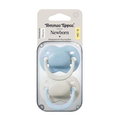 Tommee Tippee Newborn Soother 0-2 months 2 pack – Boy

The tiny newborn dummy is designed for tiny mouths, with an extra-small teat and a curved, symmetrical shield that fits your newborn baby’s face any way up. It offers comfort and soothing from birth to 2 months.