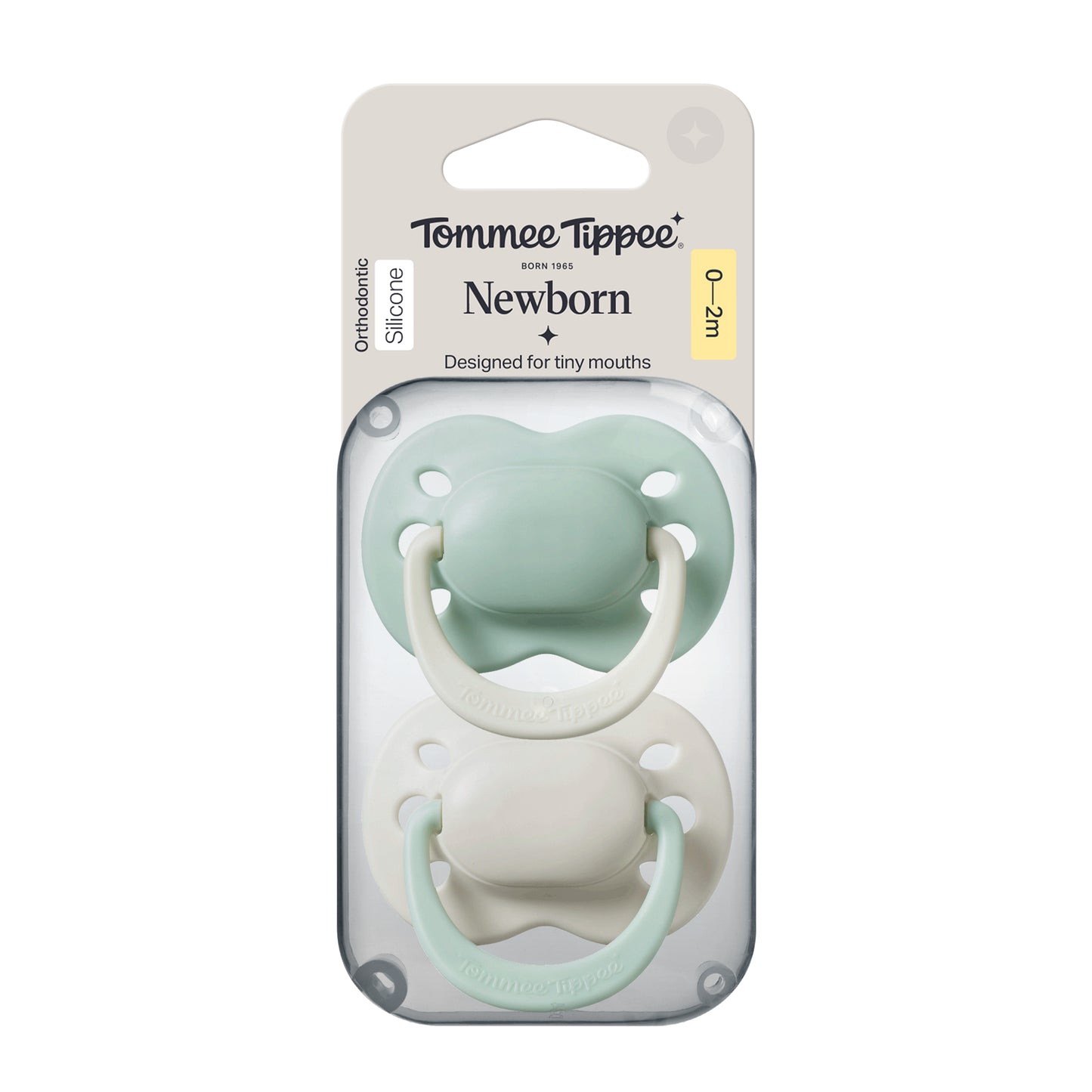 Tommee Tippee Newborn Soother 0-2 months 2 pack – Boy

The tiny newborn dummy is designed for tiny mouths, with an extra-small teat and a curved, symmetrical shield that fits your newborn baby’s face any way up. It offers comfort and soothing from birth to 2 months.