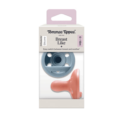 Tommee Tippee Breastlike Soother 6-18 months 2 Pack

Soft to touch and barely-there, this soother looks and feels like a breast. With a familiar shape and skin-like feel, it’s made to support your feeding journey, and specially designed to help reduce nipple confusion with continuous comfort and a natural latch.