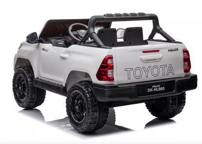 Toyota Hilux Ride On Bakkie With Rubber Wheels 24v White