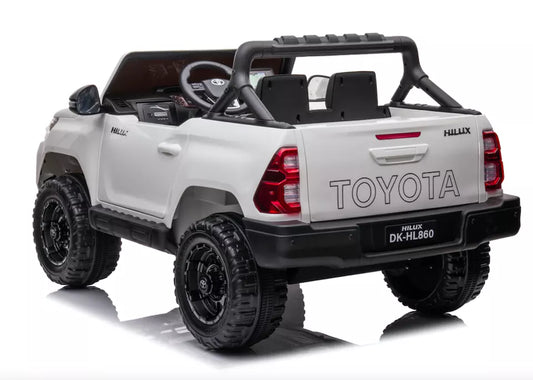 Toyota Hilux Ride On Bakkie With Rubber Wheels 24v White