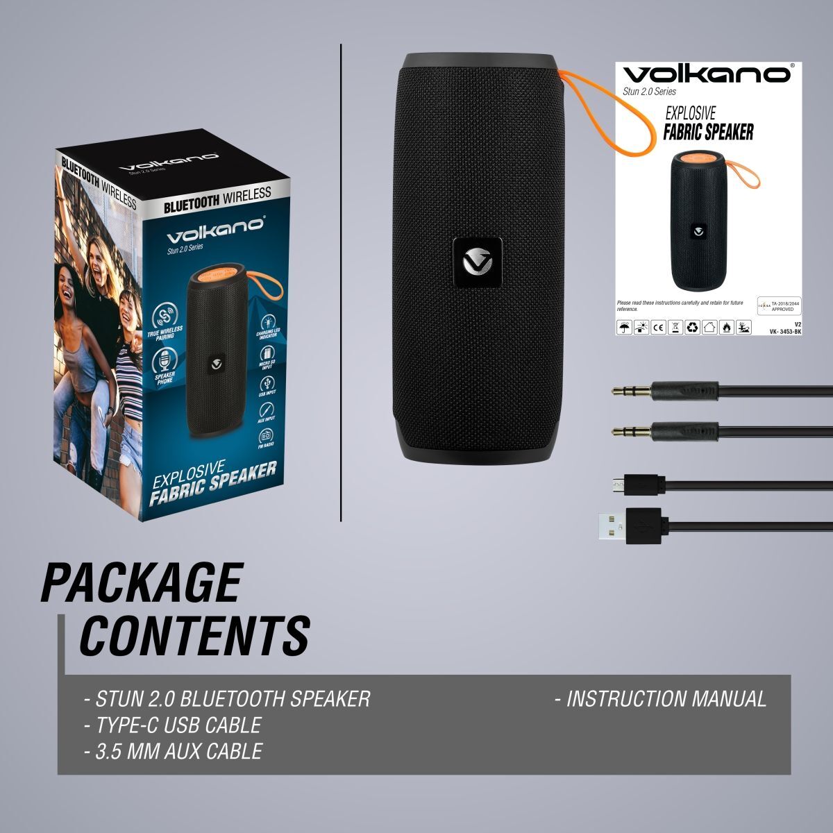 Volkano Bluetooth Speaker Stun Series - Black

Introducing the Volkano Bluetooth Speaker Stun Series in sleek black, the ultimate companion for your music needs.



With 10W of peak power, this speaker delivers booming sound that will keep you jamming wherever you go. Whether you're hosting a party, relaxing at home, or hitting the road, the Stun Series ensures your tunes are always on point.



Experience the convenience of multiple playback options with SD card and USB inputs, allowing you to enjoy your f