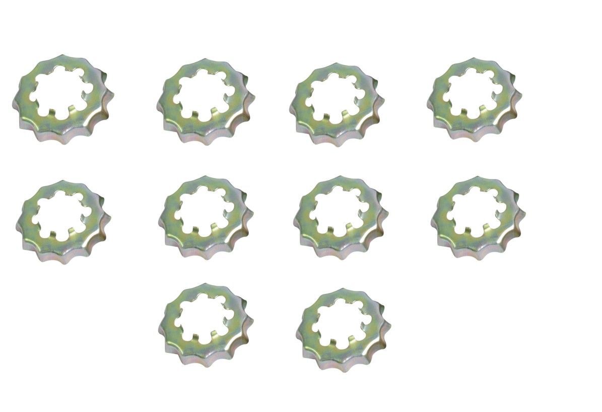 Wheel Castle Lock Washer Compatible with Toyota Hiace Hilux Pack of 10

Ensure a secure and stable wheel installation with this Wheel Castle Lock Washer set, designed for Toyota Hiace and Hilux models. These washers help prevent wheel nuts from loosening by providing extra grip and stability. Manufactured to meet OEM specifications, they are durable and reliable for long-term use. This pack of 10 is perfect for multiple replacements, offering convenience and reliability for your vehicle's wheel assembly.