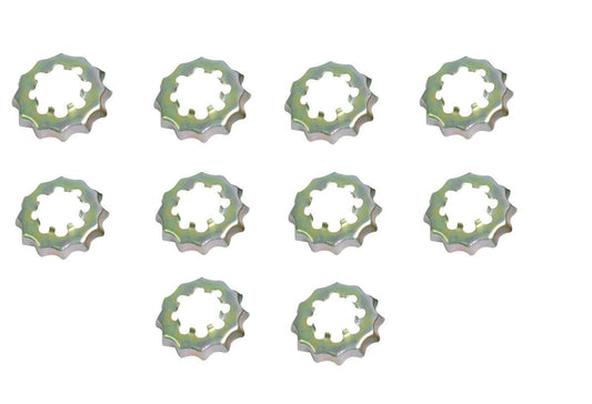 Wheel Castle Lock Washer Compatible with Toyota Hiace Hilux Pack of 10

Ensure a secure and stable wheel installation with this Wheel Castle Lock Washer set, designed for Toyota Hiace and Hilux models. These washers help prevent wheel nuts from loosening by providing extra grip and stability. Manufactured to meet OEM specifications, they are durable and reliable for long-term use. This pack of 10 is perfect for multiple replacements, offering convenience and reliability for your vehicle's wheel assembly.