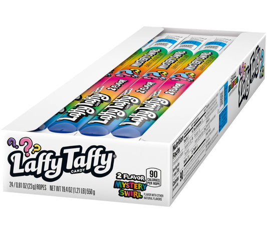 Wonka Laffy Taffy Rope, 2 Flavors Mystery Swirl Chewy Sweet Rope 23g Box 24