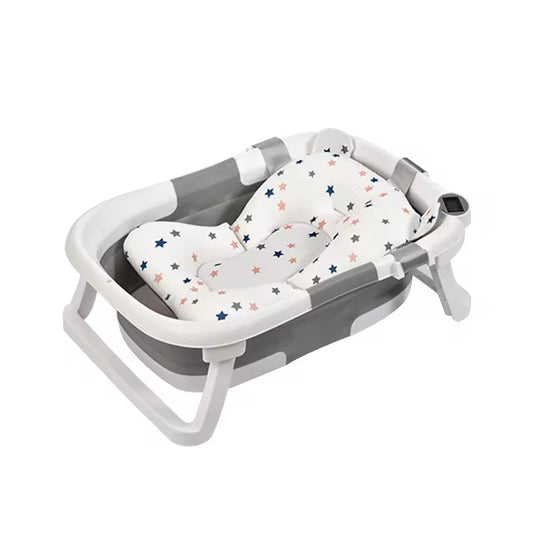 Babies-up Travel Foldable Bathtub with Shower Holder, Pillow Pad & Thermometer