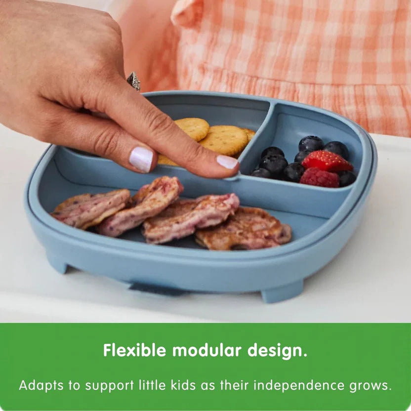 Iconographic summary of BPA-free microwave and dishwasher safe features for B.Box plate