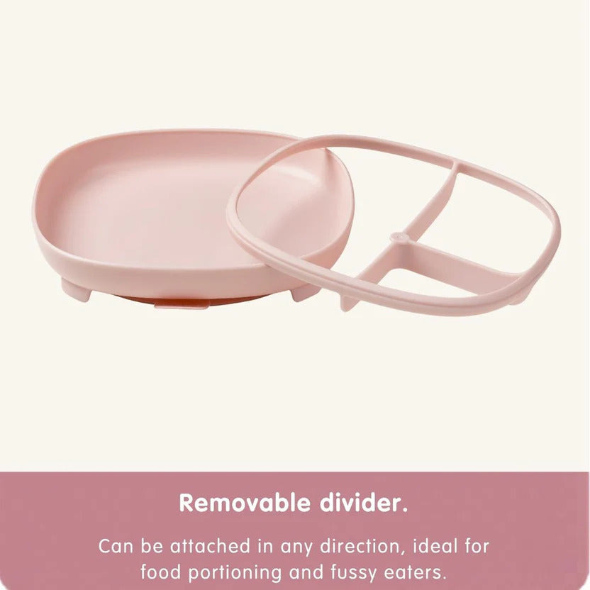 B.Box 2-in-1 suction plate held in hand showing compact toddler size