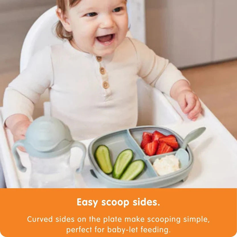 B.Box 2-in-1 modular suction plate placed on a clean highchair tray