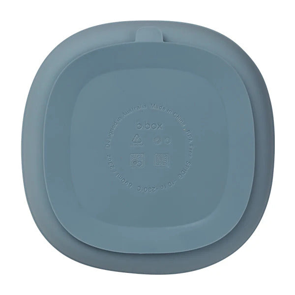B.Box silicone suction plate with snacks placed on a highchair tray